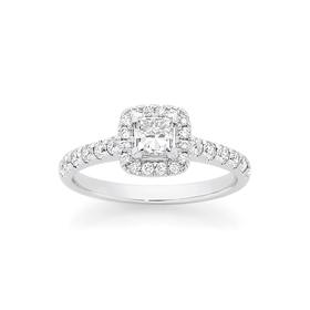 18ct-White-Gold-Diamond-Cushion-Shape-Ring on sale