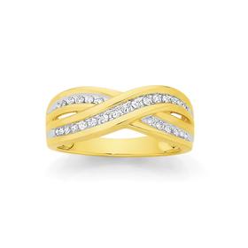 9ct+Gold+Diamond+Crossover+Dress+Ring