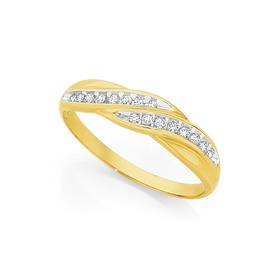 9ct+Gold+Diamond+Swirl+Dress+Ring