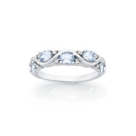 9ct-White-Gold-Aquamarine-Diamond-Dress-Ring on sale