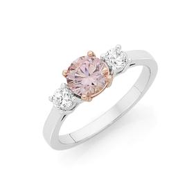 Silver+%26amp%3B+Rose+Gold+Plate+Blush+Pink+CZ+Ring