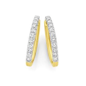 9ct+Gold+Diamond+Huggie+Earrings