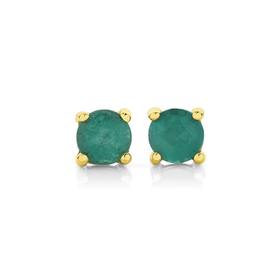 9ct-Gold-Natural-Emerald-Stud-Earrings on sale