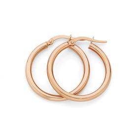 9ct+Rose+Gold+20mm+Hoop+Earrings