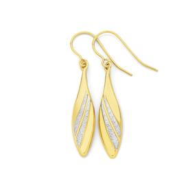 9ct-Gold-Two-Tone-Patterned-Drop-Earrings on sale