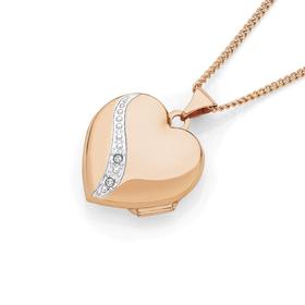 9ct+Rose+Gold+Two+Tone+Diamond+Locket