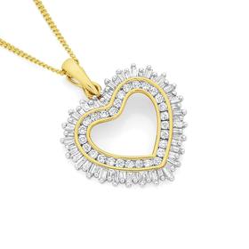 9ct+Gold+Diamond+Open+Heart+Pendant