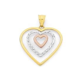 9ct-Gold-Tri-Tone-Triple-Heart-Pendant on sale