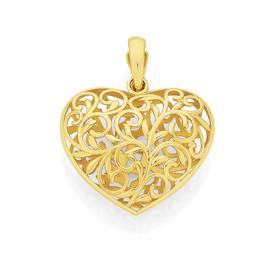 9ct-Gold-Puff-Filigree-Heart-Enhancer-Pendant on sale