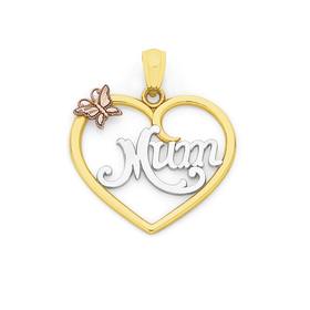 9ct+Gold+Tri+Tone+%27Mum%27+Pendant