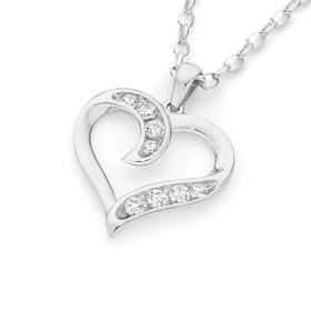 Silver+CZ+Channel+Set+Open+Heart+Pendant