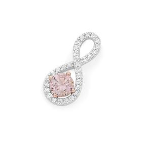 Silver-Rose-Gold-Plate-Blush-Pink-CZ-Infinity-Pendant on sale