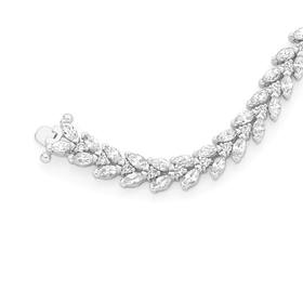 Silver-CZ-Leaf-Tennis-Bracelet on sale