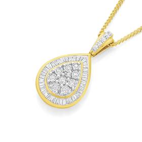 9ct+Gold+Diamond+Pear+Shape+Pendant