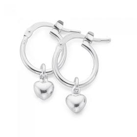 Silver-Heart-Drop-On-Hoop-Earrings on sale