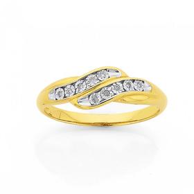 9ct+Gold+Diamond+Swirl+Ring