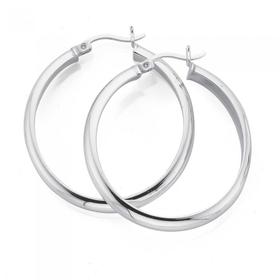 Silver-30mm-4mm-Half-Round-Hoop-Earrings on sale