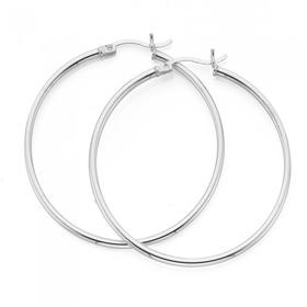 Silver-40mm-15mm-Fine-Tube-Hoop-Earrings on sale