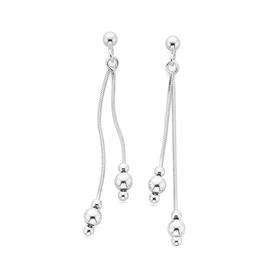 Silver-Double-Ball-Drop-Earrings on sale