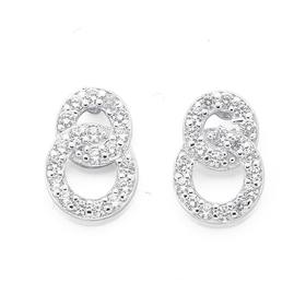 Silver-Double-CZ-Circle-Earrings on sale