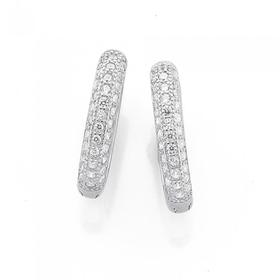 Silver-CZ-Domed-Huggie-Earrings on sale