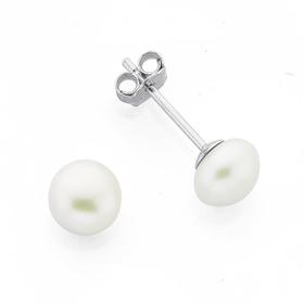 Silver-6X65mm-Culture-FW-Pearl-Stud-Earrings on sale