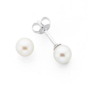 Silver-Round-55X6mm-FW-Culture-Pearl-Studs on sale