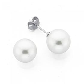 Silver-10mm-Shell-Based-Pearl-Stud-Earrings on sale