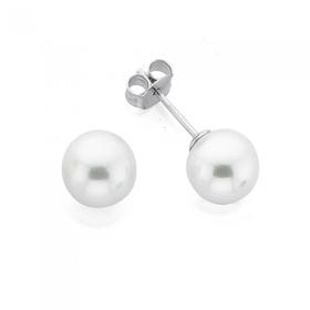 Silver-8mm-Shell-Based-Pearl-Stud-Earrings on sale