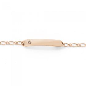 9ct-Rose-Gold-16cm-Solid-Diamond-Figaro-Identity-Bracelet on sale