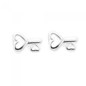 Silver-Small-Key-Earrings on sale