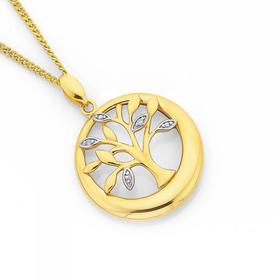 9ct+Gold+Diamond+Tree+of+Life+Pendant