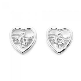 Silver-Heart-Treble-Clef-Stud-Earrings on sale