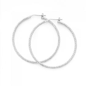 Silver-40mm-2mm-Popcorn-Sparkle-Hoop-Earrings on sale