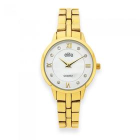 elite+Ladies+Gold+Tone+Watch