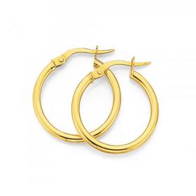 9ct+Gold+2x18mm+Polished+Hoop+Earrings