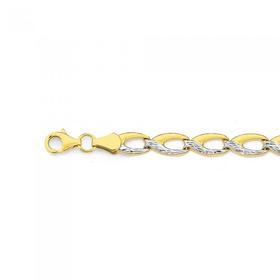 9ct-Gold-Two-Tone-19cm-Oval-Links-Bracelet on sale