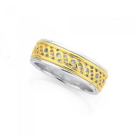 9ct-Gold-and-Sterling-Silver-Plaited-Pattern-Ring on sale