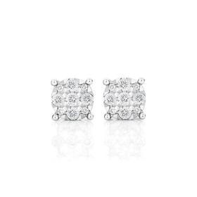 9ct+Gold+Diamond+Cluster+Stud+Earrings