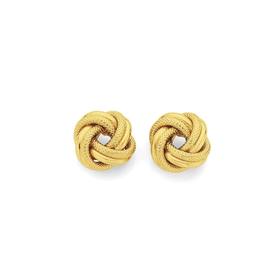 9ct+Gold+Double+Knot+Stud+Earrings