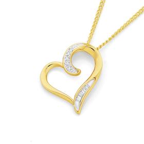 9ct+Gold+Diamond+Open+Heart+Pendant