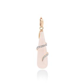 9ct+Rose+Gold+Rose+Quartz+%26+Diamond+Teardrop+Swirl+Enhancer+Pendant