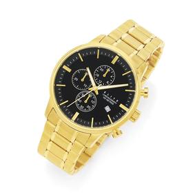 Elite+Mens+Gold+Tone+Watch