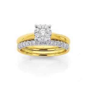 9ct-Gold-Diamond-Cluster-Bridal-Set on sale