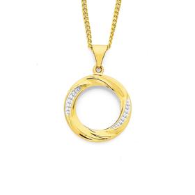 9ct-Gold-Two-Tone-Twist-Circle-Pendant on sale