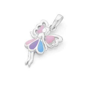 Silver-PinkPurpleBlue-Enamel-Fairy-Pendant on sale