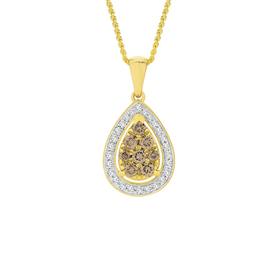 9ct+Gold+Champagne+Diamond+Pear+Shape+Pendant