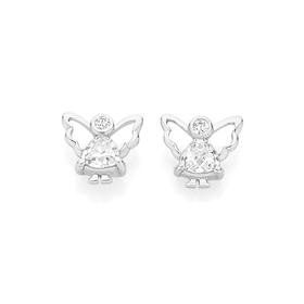 Silver-CZ-Angel-Stud-Earrings on sale