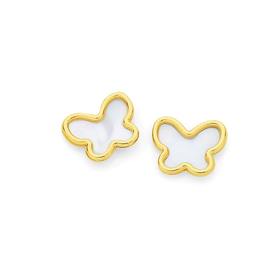 9ct-Gold-Mother-of-Pearl-Butterfly-Stud-Earrings on sale