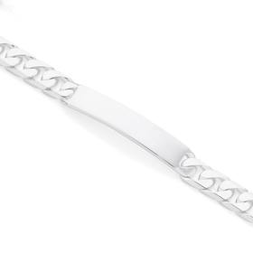 Silver-21cm-Diamond-Cut-Curb-Identity-Bracelet on sale